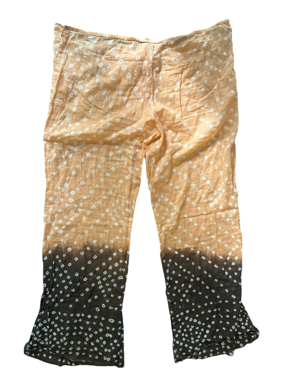 Y2K Boho Wide Leg Gauze Feel Festival Pants  Floral Appliqué XL Semi Sheer Beach